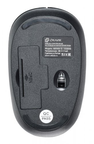 Мышь Оклик 685MW черный оптическая (1000dpi) беспроводная USB для ноутбука (3but) фото 5