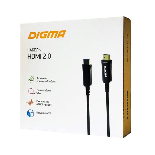 Кабель аудио-видео Digma HDMI 2.0 AOC HDMI (m)/HDMI (m) 50м. Позолоченные контакты черный (BHP AOC 2 фото 5