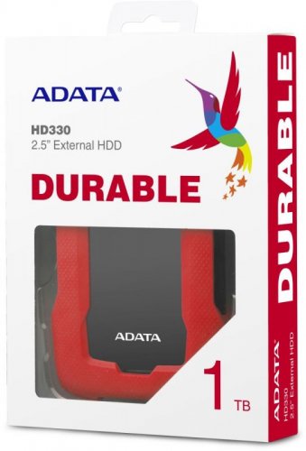 Жесткий диск A-Data USB 3.0 1Tb AHD330-1TU31-CRD HD330 DashDrive Durable 2.5" красный фото 2