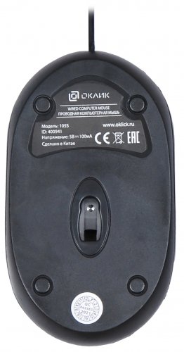 Мышь Оклик 105S черный оптическая (800dpi) USB для ноутбука (3but) фото 2