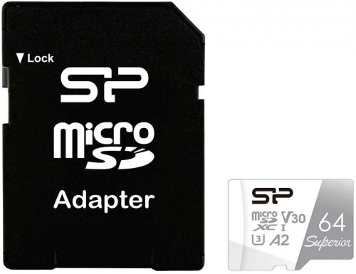 Флеш карта microSDXC 64Gb Class10 Silicon Power SP064GBSTXDA2V20SP Superior + adapter фото 2
