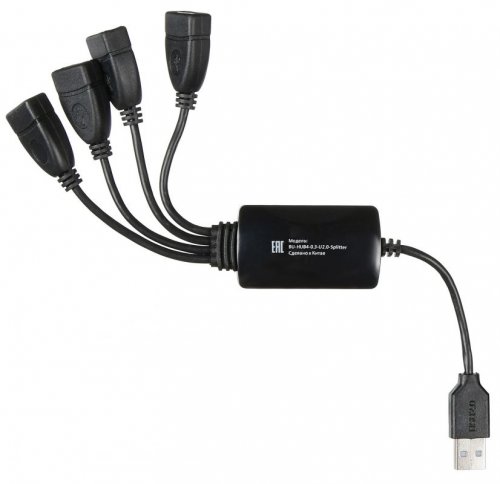 Разветвитель USB 2.0 Buro BU-HUB4-0.3-U2.0-Splitter 4порт. черный фото 7