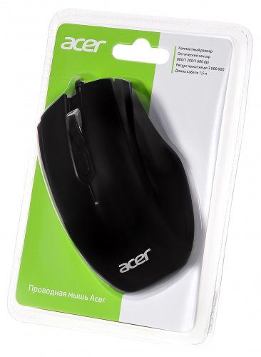 Мышь Acer OMW020 черный оптическая (1600dpi) USB (3but) фото 9
