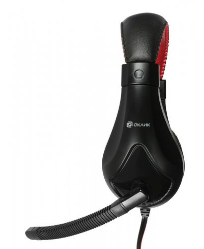 Наушники с микрофоном Оклик HS-L100 черный/красный 2м накладные оголовье (NO530) фото 13