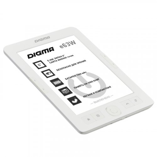 Электронная книга Digma E63W 6" E-Ink Carta 800x600 600MHz/4Gb/microSDHC белый фото 6