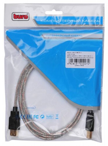 Кабель-удлинитель Buro USB2.0-AM-AF-S USB A(m) USB A(f) 1.8м фото 4