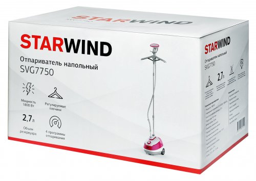 Отпариватель напольный Starwind SVG7750 1800Вт белый/малиновый фото 5