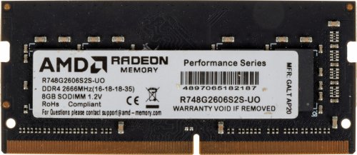 Память DDR4 8Gb 2666MHz AMD R748G2606S2S-UO Radeon R7 Performance Series OEM PC4-21300 CL16 SO-DIMM  фото 2