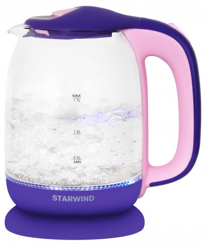 Чайник электрический Starwind SKG1513 1.7л. 2200Вт фиолетовый/розовый (корпус: стекло) фото 2