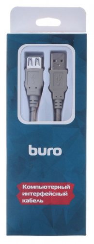 Кабель Buro BHP RET USB_AF30 USB A(m) USB A(f) 3м серый блистер фото 2