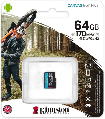 Флеш карта microSDXC 64Gb Class10 Kingston SDCG3/64GBSP Canvas Go! Plus w/o adapter фото 2