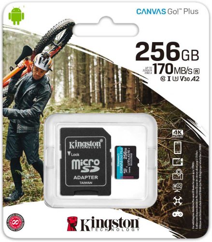 Флеш карта microSDXC 256Gb Class10 Kingston SDCG3/256GB Canvas Go! Plus + adapter фото 2