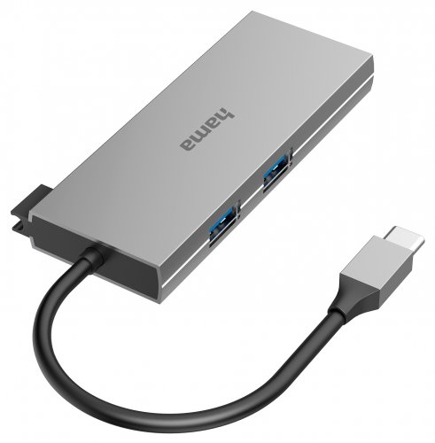 Разветвитель USB-C Hama H-200110 6порт. серый (00200110) фото 2