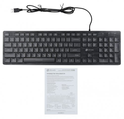 Клавиатура Оклик 550ML черный USB slim Multimedia LED фото 5