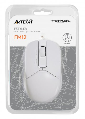 Мышь A4Tech Fstyler FM12 белый оптическая (1200dpi) USB (3but) фото 2