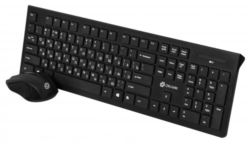 Клавиатура + мышь Оклик 250M клав:черный мышь:черный USB беспроводная slim фото 3