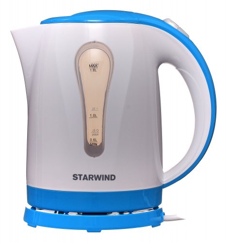 Чайник электрический Starwind SKP1217 1.8л. 2200Вт белый/голубой (корпус: пластик) фото 2