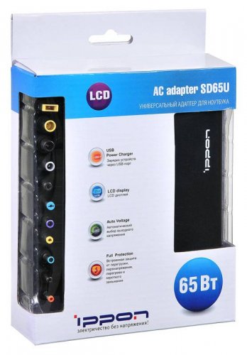 Блок питания Ippon SD65U автоматический 65W 15V-19.5V 11-connectors 3.5A 1xUSB 2.1A от бытовой элект фото 9