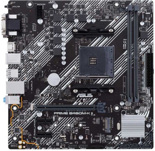 Материнская плата Asus PRIME B450M-K II Soc-AM4 AMD B450 2xDDR4 mATX AC`97 8ch(7.1) GbLAN RAID+VGA+D