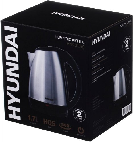 Чайник электрический Hyundai HYK-S1030 1.7л. 2200Вт серебристый матовый/черный (корпус: металл) фото 7