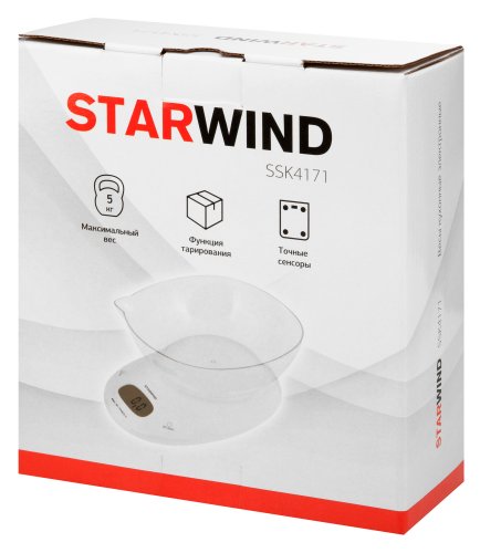 Весы кухонные электронные Starwind SSK4171 макс.вес:5кг белый фото 17
