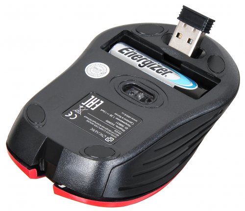 Мышь Оклик 545MW черный/красный оптическая (1600dpi) беспроводная USB для ноутбука (4but) фото 9
