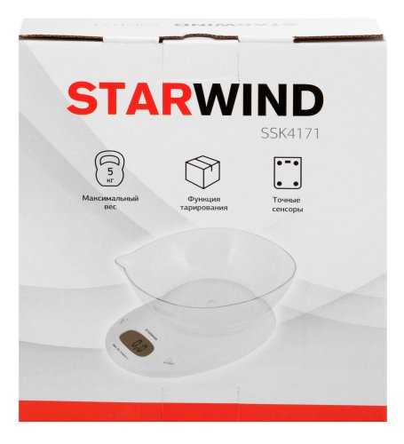 Весы кухонные электронные Starwind SSK4171 макс.вес:5кг белый фото 4