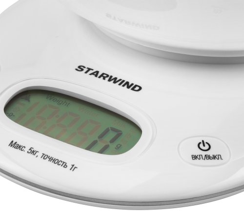 Весы кухонные электронные Starwind SSK4171 макс.вес:5кг белый фото 2