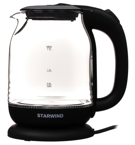 Чайник электрический Starwind SKG1311 1.7л. 2200Вт черный/серебристый (корпус: стекло) фото 2