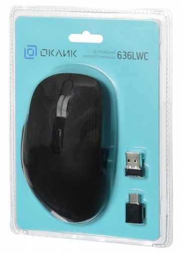 Мышь Оклик 636LWC черный оптическая (1600dpi) беспроводная USB/USB-C для ноутбука (6but) фото 4