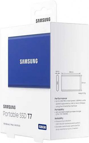 Накопитель SSD Samsung USB-C 500Gb MU-PC500H/WW T7 1.8" синий фото 10