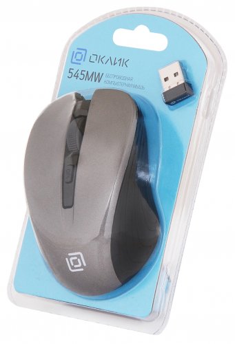 Мышь Оклик 545MW черный/серый оптическая (1600dpi) беспроводная USB для ноутбука (4but) фото 3
