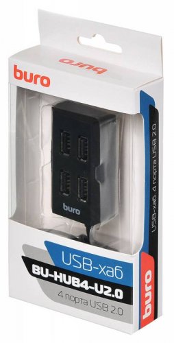 Разветвитель USB 2.0 Buro BU-HUB4-U2.0 4порт. черный фото 5