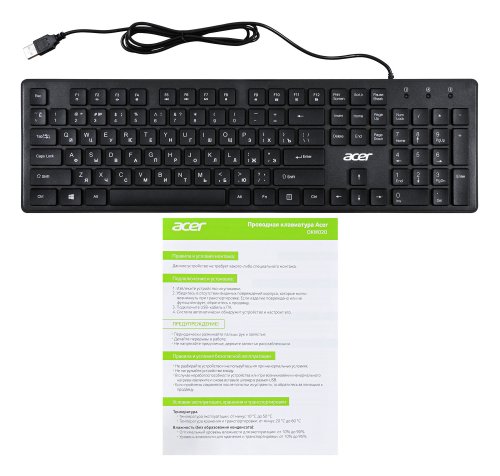 Клавиатура Acer OKW020 черный USB slim фото 11