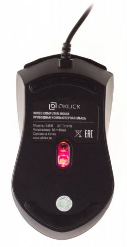 Мышь Оклик 245M черный оптическая (1000dpi) USB (3but) фото 6