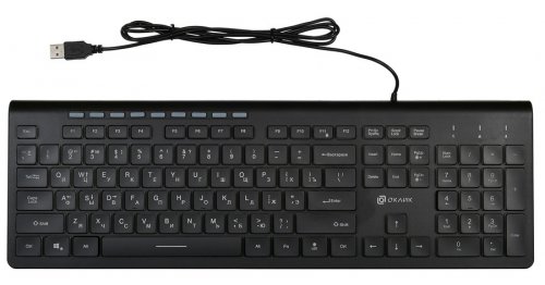 Клавиатура Оклик 490ML черный USB slim Multimedia LED фото 11