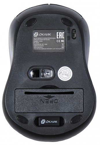 Мышь Оклик 415MW черный оптическая (1600dpi) беспроводная USB для ноутбука (4but) фото 4