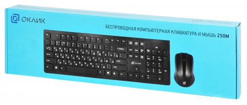 Клавиатура + мышь Оклик 250M клав:черный мышь:черный USB беспроводная slim фото 6