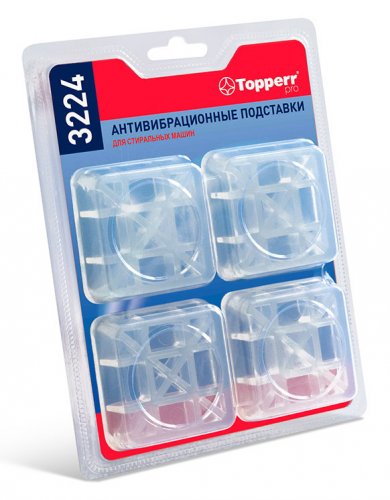 Подставки для стиральных машин Topperr квадратные прозрачный полимер (упак: 4шт) (3224)