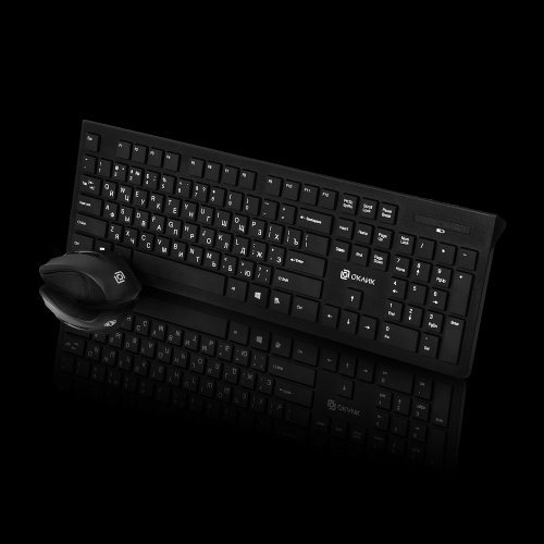 Клавиатура + мышь Оклик 250M клав:черный мышь:черный USB беспроводная slim фото 8