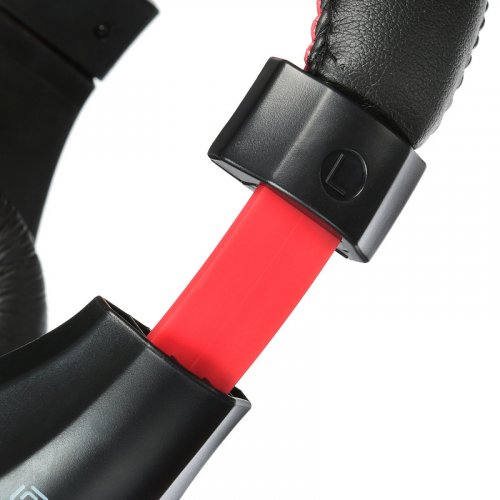 Наушники с микрофоном Оклик HS-L100 черный/красный 2м накладные оголовье (NO530) фото 9