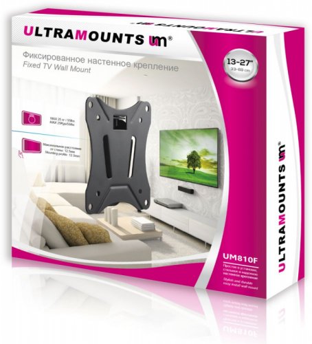 Кронштейн для телевизора Ultramounts UM 810F черный 13"-27" макс.25кг настенный фиксированный фото 3