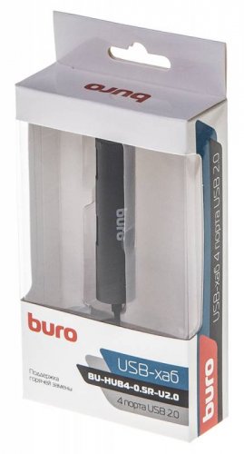 Разветвитель USB 2.0 Buro BU-HUB4-0.5R-U2.0 4порт. черный фото 5