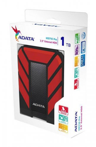 Жесткий диск A-Data USB 3.0 1Tb AHD710P-1TU31-CRD HD710Pro DashDrive Durable (5400rpm) 2.5" красный фото 2