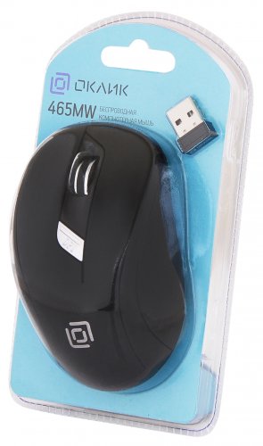 Мышь Оклик 465MW черный оптическая (1600dpi) беспроводная USB для ноутбука (6but) фото 8