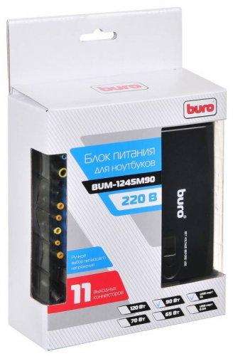 Блок питания Buro BUM-1245M90 ручной 90W 12V-24V 11-connectors 3.5A 1xUSB 1A от бытовой электросети  фото 8