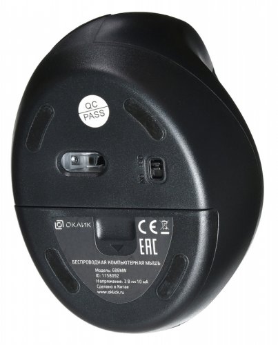 Мышь Оклик 688MW ERGO черный оптическая (1600dpi) беспроводная USB для ноутбука (6but) фото 6