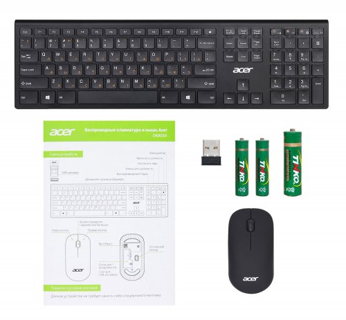Клавиатура + мышь Acer OKR030 клав:черный мышь:черный USB беспроводная slim фото 4