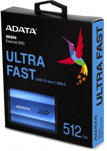 Накопитель SSD A-Data USB-C 512Gb ASE800-512GU32G2-CBL SE800 1.8" синий фото 3