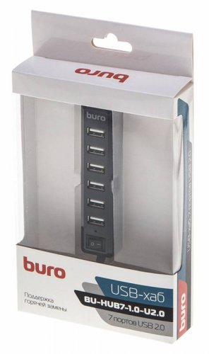 Разветвитель USB 2.0 Buro BU-HUB7-1.0-U2.0 7порт. черный фото 5
